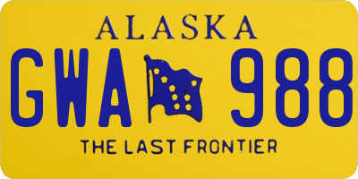 AK license plate GWA988