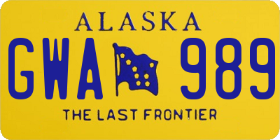 AK license plate GWA989