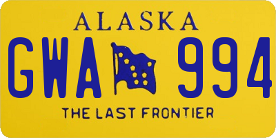 AK license plate GWA994