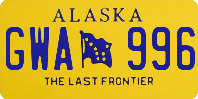 AK license plate GWA996