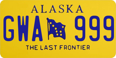 AK license plate GWA999