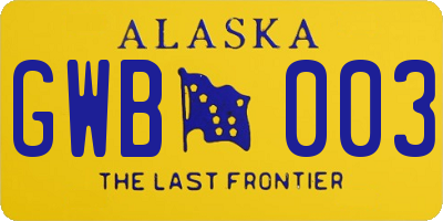 AK license plate GWB003