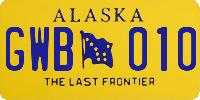 AK license plate GWB010