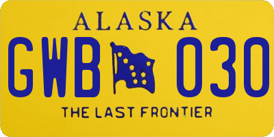 AK license plate GWB030