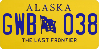 AK license plate GWB038