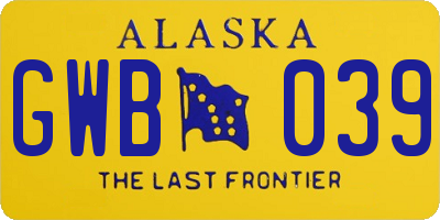 AK license plate GWB039