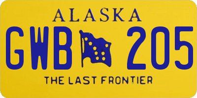 AK license plate GWB205