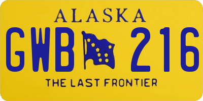 AK license plate GWB216