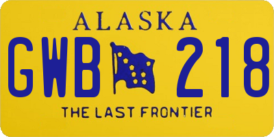 AK license plate GWB218