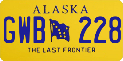 AK license plate GWB228