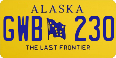 AK license plate GWB230