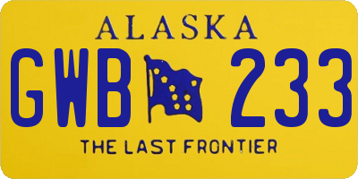 AK license plate GWB233