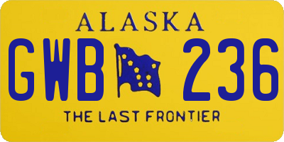 AK license plate GWB236