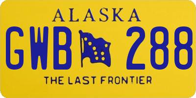 AK license plate GWB288