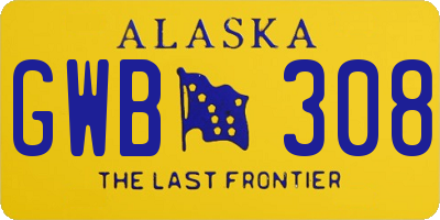 AK license plate GWB308