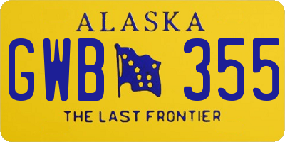 AK license plate GWB355