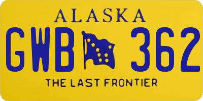 AK license plate GWB362