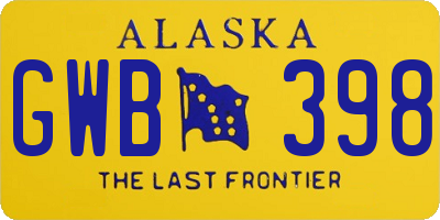 AK license plate GWB398