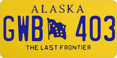 AK license plate GWB403