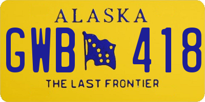 AK license plate GWB418