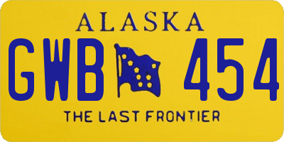 AK license plate GWB454