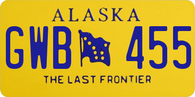 AK license plate GWB455