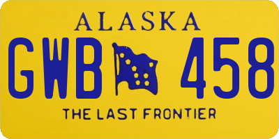 AK license plate GWB458