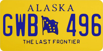 AK license plate GWB496