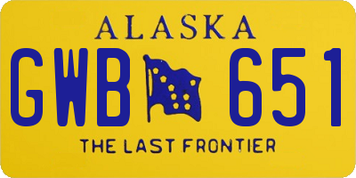 AK license plate GWB651