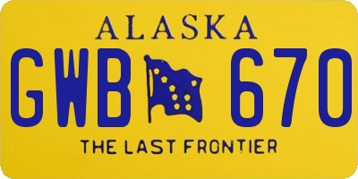 AK license plate GWB670