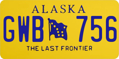 AK license plate GWB756