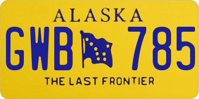 AK license plate GWB785