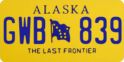 AK license plate GWB839
