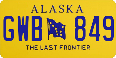 AK license plate GWB849