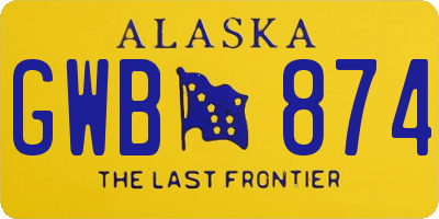 AK license plate GWB874