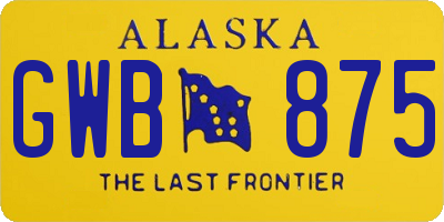 AK license plate GWB875