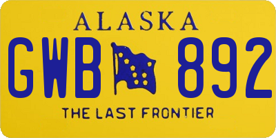 AK license plate GWB892