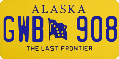 AK license plate GWB908