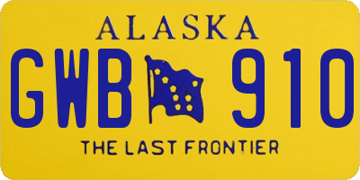 AK license plate GWB910