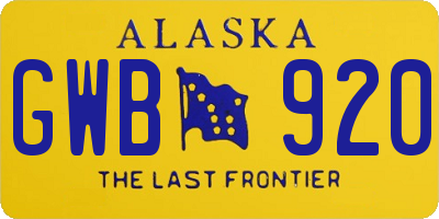 AK license plate GWB920