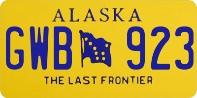 AK license plate GWB923