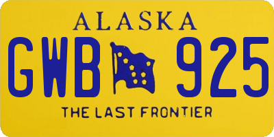 AK license plate GWB925