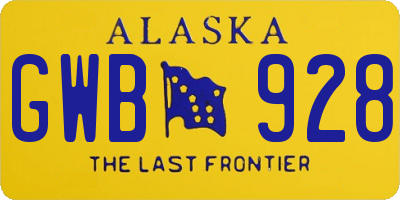 AK license plate GWB928