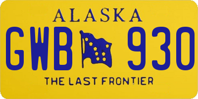 AK license plate GWB930