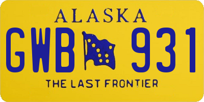 AK license plate GWB931