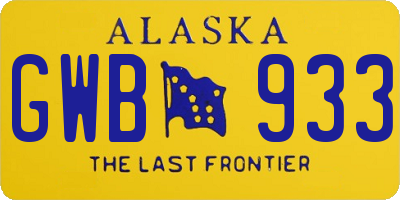 AK license plate GWB933