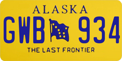 AK license plate GWB934