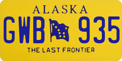 AK license plate GWB935