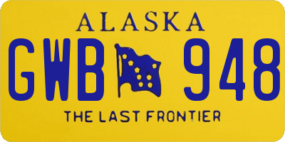 AK license plate GWB948