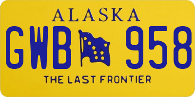 AK license plate GWB958